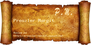 Preszler Margit névjegykártya